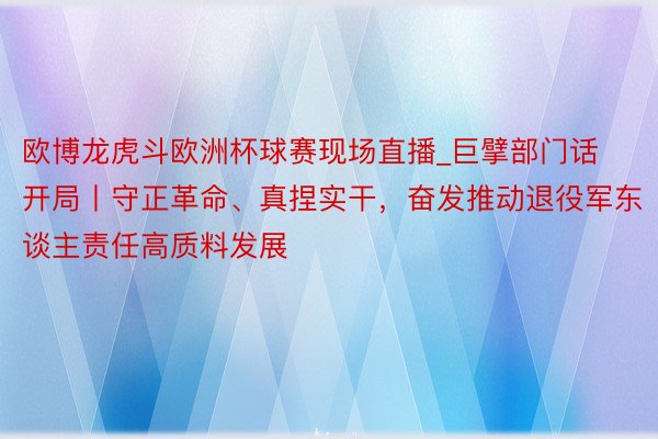 欧博龙虎斗欧洲杯球赛现场直播_巨擘部门话开局丨守正革命、真捏实干，奋发推动退役军东谈主责任高质料发展