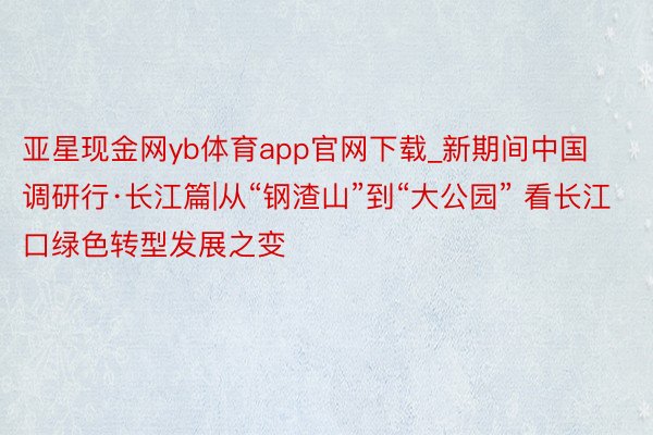 亚星现金网yb体育app官网下载_新期间中国调研行·长江篇|从“钢渣山”到“大公园” 看长江口绿色转型发展之变